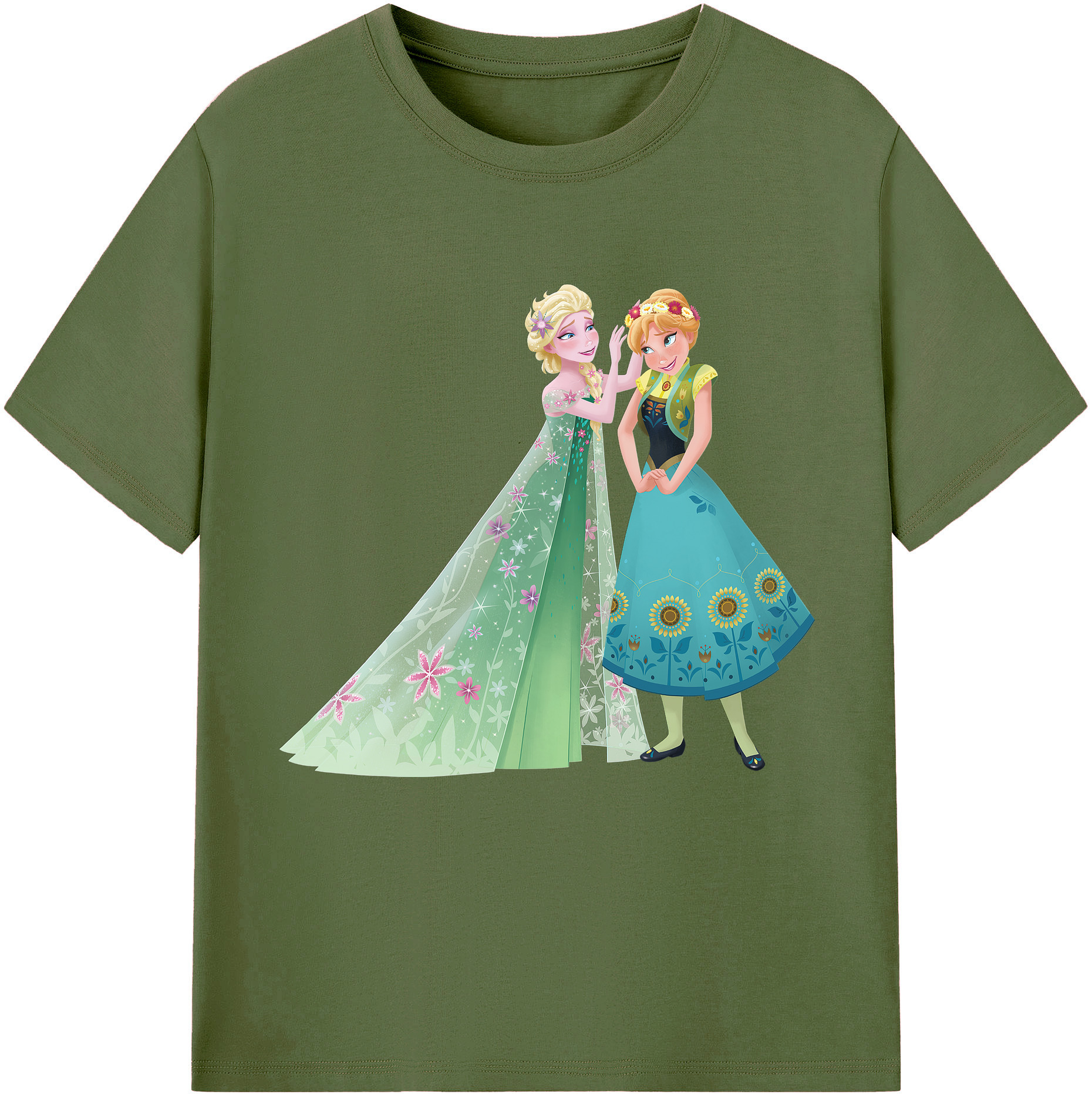 （画像用） アナと雪の女王 アンナ エルサ Frozen Anna Elsa 綿100％半袖Tシャツ（フロントプリント）